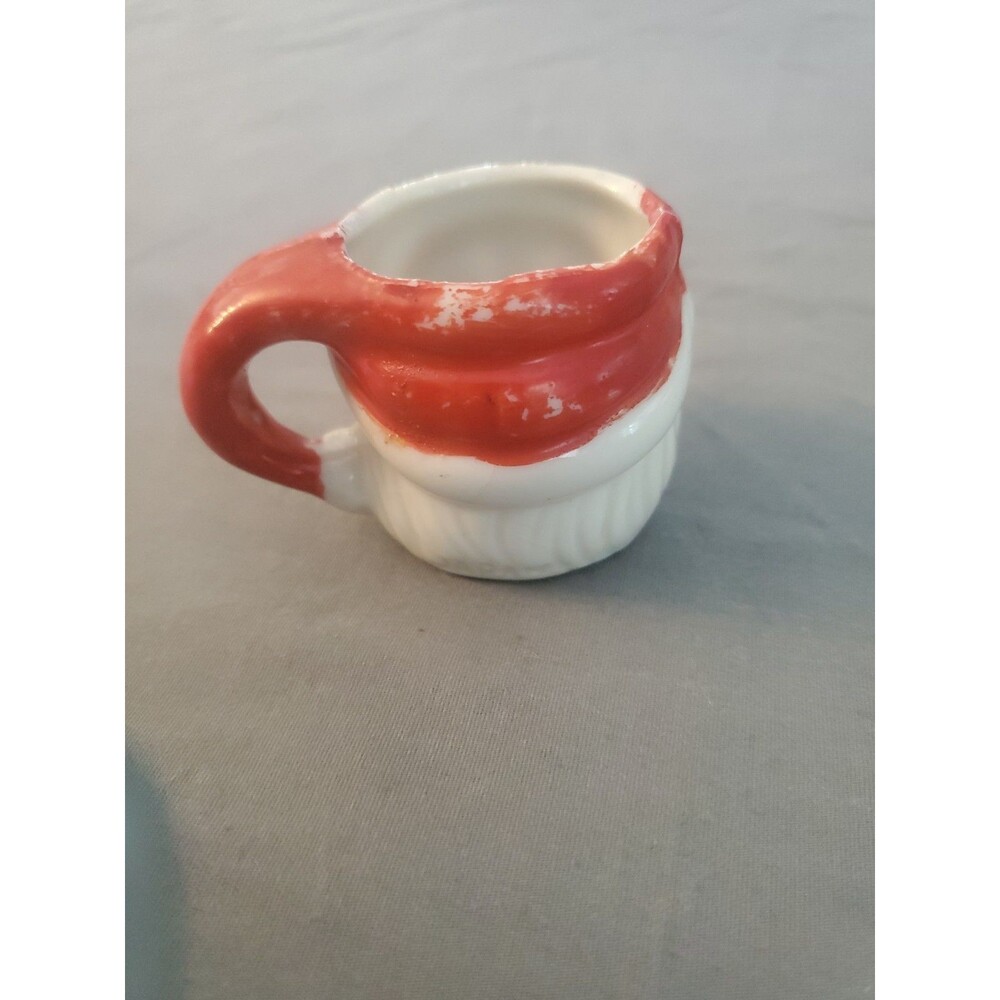 Vintage Mini Santa Mug Smiling Japan 1.75” Hand Painted MCM Christmas - Picture 3 of 8